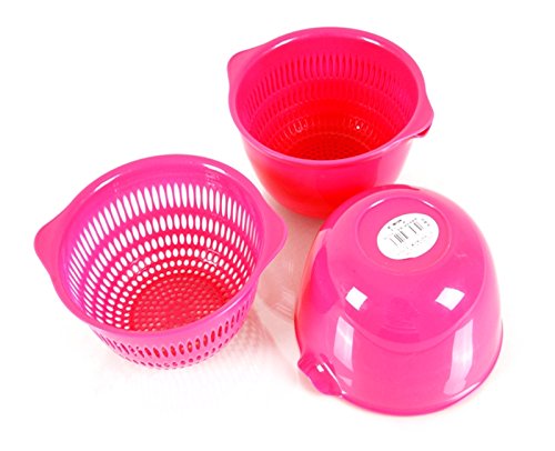 wicemoon Kunststoff Obstkorb Double Layer Ablauf Küche multifunktionale Mini Gemüse Aufbewahrung rosarot - 2