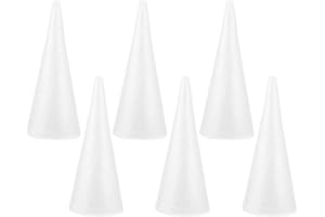 Happyyami 6pcs Coni di Polistirolo Bianchi per Decorazioni Fai da Te, Coni Solidi per Natale, Matrimoni, Feste, Artigianato (24.5x10cm)