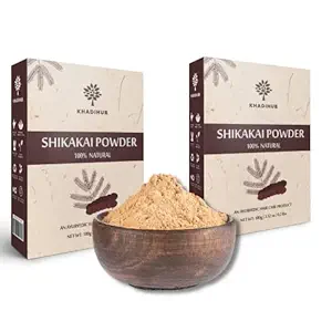 khadihub 100% Natural Organic Shikakai Powder Widely Used as Hair care 100 gm x 2 pack