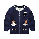 G-Kids Baby Jungen Strickjacke Winterjacke Kleinkinder Baumwolle Cartoon Dicke Warm Herbst Winter Fleecejacke Cardigan Pullover Dunkelblau 100