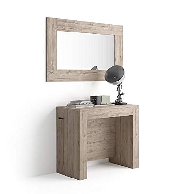 Mobili Fiver, Table Console Extensible avec Porte-rallonges, Easy, Chêne, 45 x 90 x 76 cm, Mélaminé/Aluminium, Made in Italy