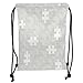 Produktbild Trsdshorts Drawstring Backpacks Bags,Grey,Abstract Puzzle Patterns in Simple Light Background Shabby Mosaic Ornament Idea Kids Home Decor,Gray Soft Satin,5 Liter Capacity,Adjustable String Cl