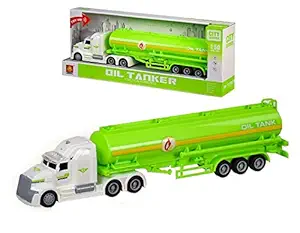 IndusBay 1:50 Scale Light and Sound Big Size Oil Tanker Truck Toy for Kids 14 Inches 12 Wheel Long Water Tanker - Green