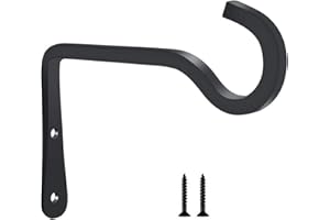 HH-LIFE 1 crochet muraux en métal noir - 21 x 10 cm - supports de panier suspendu, Pour distributeur de nourriture d'oiseaux, jardinières, lanternes, carillons à vent (avec vis)