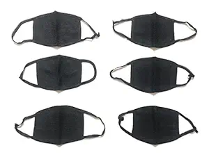 New Jain Traders - Anti Pollution Bike/Scooter Driving/Protection/Reusable/Dust/Cotton/Mouth, Nose & Face Mask for Filtering The Air - Set of 6 (Free Size, Black)