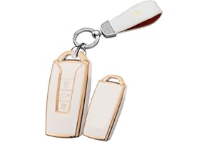 HIBEYO Smartkry Autoschlüssel Hülle passt für VW Touareg Schlüsselhülle Silikon Schutzhülle für VW Touareg 2018 2019 2020 2021 2022 Fernbedienung Schlüsselbox Schlüsselanhänger Schlüsseletui-Weiß