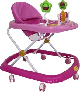 Little Kids Musical Walker- Easy Foldable & Height Adjustable Multi Function: Cushioned Seat, Detachable Tray, Broad Base & Solid Wheel Design