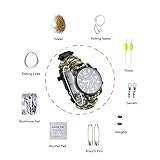 Draussen Sport Überleben Armband, 7 Kern Paracord Bergsteigen Nachtleuchtende Uhr Outdoor Notfall Wristband Erste Hilfe Tools mit Kompass, Rettungspfeife, Wärmemesser, Feuer Starter, Angelset Zubehör