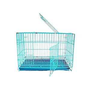 PSK PET MART Powder Coated Iron Cage with Removable Tray for Dog (36-inch, Large Blue)