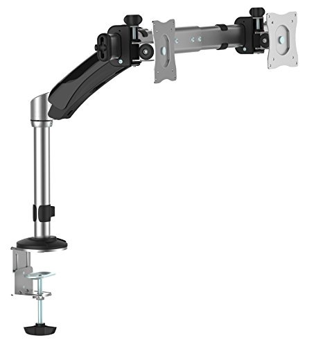 RICOO Tischhalterung für 2 Monitore TS3711 Monitorhalterungen Schwenkbar Neigbar mit Gasdruckfedergelenk LED Monitor Tisch Ständer PC Bildschirm Dual Monitorhalterung Monitorständer max. VESA 100x100