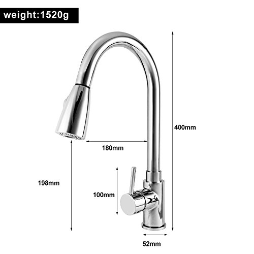 Wasserhahn ICOCO 360°Schwenkbereich Einhebel Wasserhahn Küchenarmatur Einhandmischer Spüle Küche mit herausziehbarem Brausekopf Armatur - 6