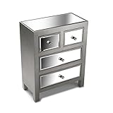 schrank silber 62,5x25x49,5cm MIMMA Versa - Komodetisch Mit 4 Schubladen