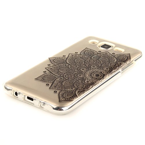 Funda Samsung Galaxy J5 2015 SM-J500F Wanxida Funda de Silicona TPU Carcasa Transparente Clara Soft Clear Case Cover Funda Blanda Delgada Carcasa Suave Ligera Caja Anti Rasgu  os Anti Choque Funda protectora con Dise  o   nico - Encaje Negro