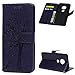 Produktbild Edauto Kompatibel mit Moto G7 Plus Hülle Case für Moto G7 / Moto G7 Plus HandyHülle Baum Leder Flipcase Schutzhülle Brief FlipcoverStänder Magnetverschlusss Kartenfach Handy Klapphülle Lila