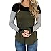 Produktbild Briskorry Damen Beiläufig Oberteile Mode O-Ausschnitt Patchwork Lange Ärmel T-Shirt Pullover Sweatshirts Herbst Oberteile