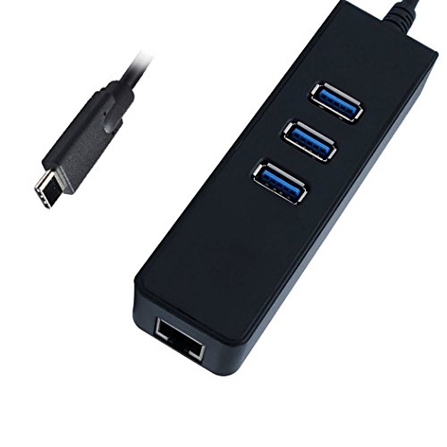 Mini-USB-C 3.1 Typ C-Hub mit drei USB 3.0 Ports RJ45 LAN-Ethernet-Netzwerk-Port-Max 1000 Mbps BSR International