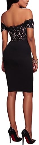 Synker Women's Lace Top Off The Shoulder Bodycon Formal Party Cocktail Dress