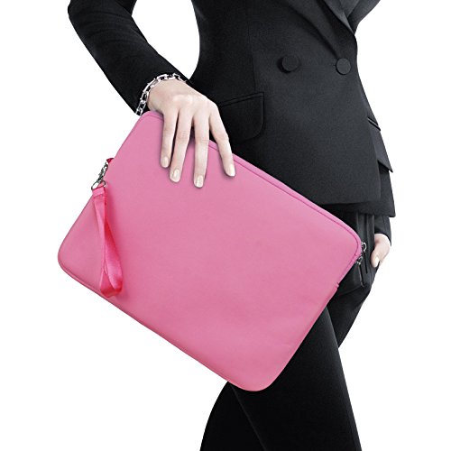 Lavievert weiches Neopren Hülle Sleeve Laptoptasche, Schutzhülle Tasche für 13 Zoll MacBook Air / Pro / Pro Retina und 13-13,3 Zoll Laptop / Notebook Computer / Ultrabook mit dem Reißverschluss (Farbe: Schwarz/Pink) (Pink) - 7