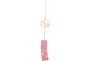 VOSAREA Glas Japanisches Windspiel: Rosa Japanische Windglocken Glas Garten Windspiel für draußen hängend Balkon Geburtstagsgeschenk