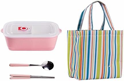 Microwave Oven Special Ceramic bento Box rectangular compartment sealed packing bowl,Pink 4