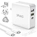 Produktbild Splaks USB C Ladegerät 65W 3-Port PD+QC mit EU/UK/AU und integriertem USA Stecker 1m C to C Kabel schnell Aufladen für MacBook Pro 2017/2018 iPhone X/XS/XR iPad Pro 11"/12,9" MacBook Air 2018 usw.