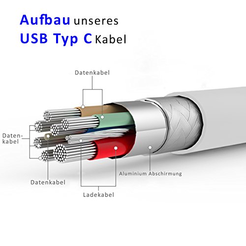 Original COVERLOUNGE – USB Typ C Kabel [2-Pack] / Datenkabel / Ladekabel [2.1 A] für alle Samsung Smartphones mit USB Typ C Anschluss | Farbe: weiß | Länge: 1 Meter / 1m - 3