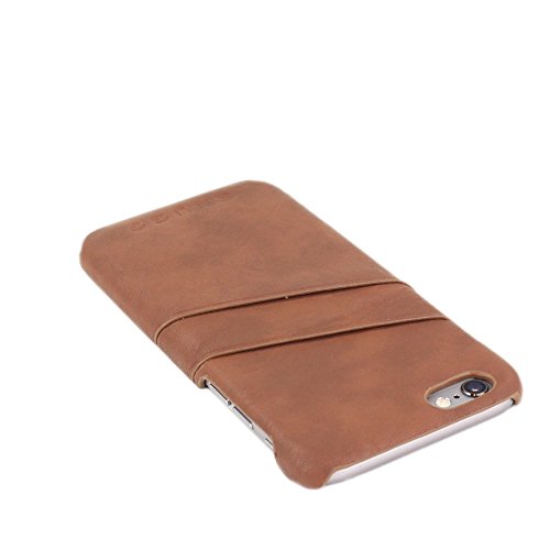 iPhone 6 Plus and 6S Plus Case, Snugg Brown Leather Ultra-Slim Case Cover [Dual Card Slots] Apple iPhone 6 Plus and 6S Plus Protective Back Cover
