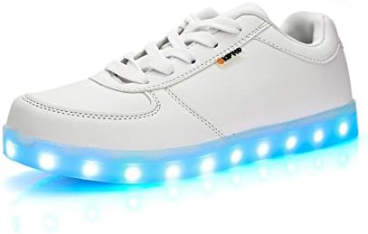 Cooler Unisex LED Flashing Shoes with 7 Color LED USB Rechargeable Light Basketball Sport Shoes Black / White for Couples