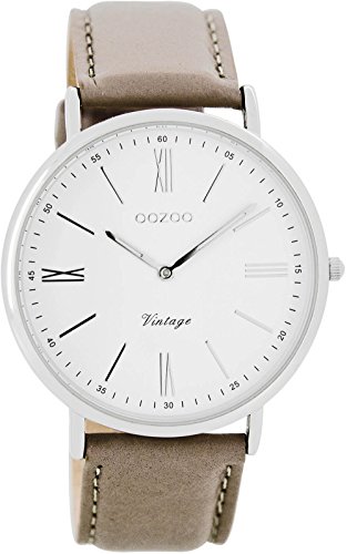 Oozoo Vintage Ultra Slim Leder 40 MM Weiss/Platingrau C7710 Oozoo Vintage Ultra Slim Leder 40 MM Weiss/Platingrau C7710