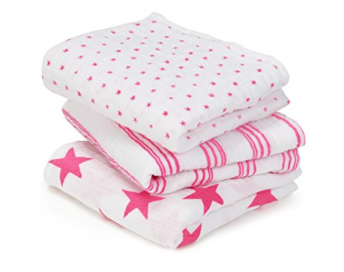 aden + anais 7210G Classic Musy, 3er pack, fluro pink