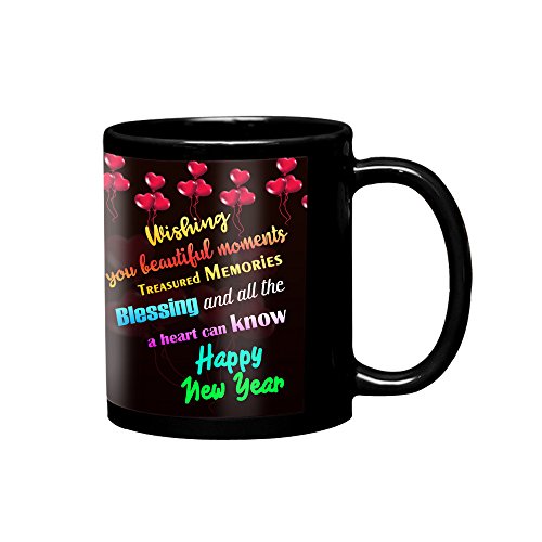 VESPL Wish You a Very Happy New Year Ceramic Coffee Mug (Black)