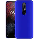 Fashionury Nokia 6.1 Plus Back Cover Case: Matte Velvet Feel Hard Cover, Color - Blue