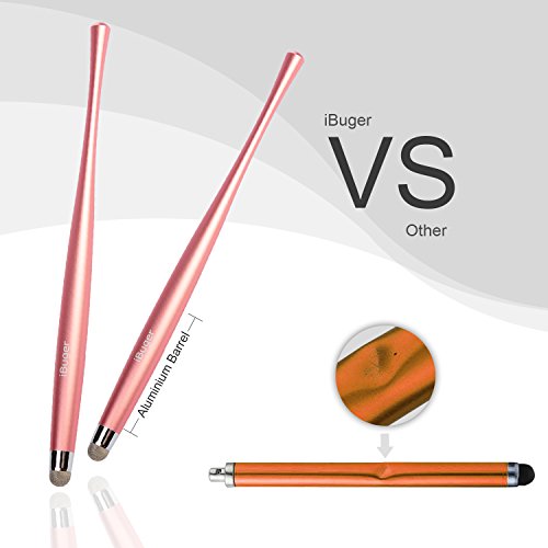iBuger universal Stylus Eingabestift Touchstift mit 1 x Fiber Tip für Touchscreen Tablet Android Smartphone Samsung Iphone Apple Ipad -Rosa - 3