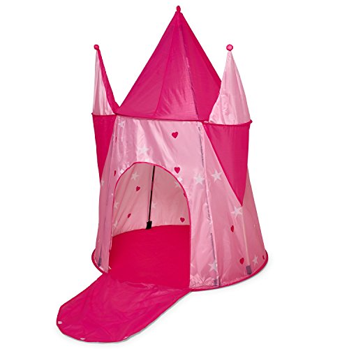 Vinsani Childrens Girls Princess Pink Castle Pop-up Indoor Outdoor Play Tent Fun Playhouse