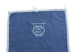 Handtuch Bad Gäste Hand-Tuch Blau Weiße Stickerei Hotel Heimat 100 x 50 cm Frottee Fairtrade Ringelsuse