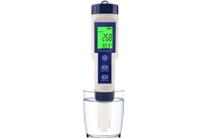 TARSWESI pH Mètre 5 en 1, Testeur de Qualité de l'Eau pour pH/TDS/EC/Salinité/Température, pH Mètre Numérique avec LCD Rétroéclairé et Étalonnage Automatique pour Eau Potable, Hydroponie, Piscine, Aquarium