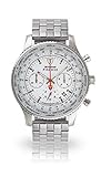 DETOMASO Firenze XXL Herren-Armbanduhr Chronograph Analog Quarz silbernes Edelstahlgehäuse weißes Zifferblatt - Jetzt mit 5 Jahre Herstellergarantie (Edelstahl - Silber)