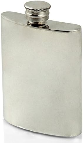 Personalised Engraved 4oz Shiny Pewter Hip Flask. Hand Made in Sheffield