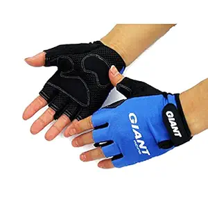 JERN Cycling/Biking Half Finger Shock Absorption Sports Gloves (Blue)(L)