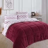 Formeya Tek Kişilik L&uuml;x Wellsoft Yorgan &Ccedil;ift Taraflı Yastık Kılıflı 155x215 cm Yorgan (Bordo)