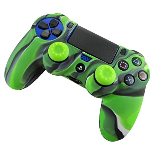 Preisvergleich Produktbild PS4 Controller Silikon Hülle, Gusspower Soft Camouflage Druck Abdeckungs Haut Kasten Schutzhülle für Sony PlayStation PS4 / SLIM / PRO (Grün)