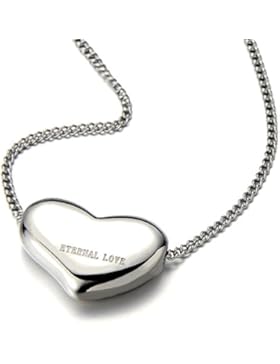 kleine Aufgeblasen Herz Anhänger Edelstahlkette mit 50cm Seil-Kette