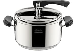 Lagostina Pentola a Pressione La Classica Lagofusion, Pentola a Pressione Ø 22 cm, Capacità 5L, con Cestello, Ricettario ed Ecodose, Manici in Bakelite, Valvola a Peso e Fondo Lagofusion