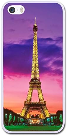 Oiko Case Iphone 5S Case,Fashion Style TPU Eiffel Tower At Night Paris France Iphone Cover White for Iphone 5S