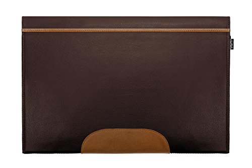 SILEO® 14-14,1 Zoll Premium Laptophülle THEO für Macbook Pro Air Dell XPS uvm. – Echtleder mit lebenslanger Garantie – Sleeve Case Hülle in Dunkelbraun & Hellbraun - 2