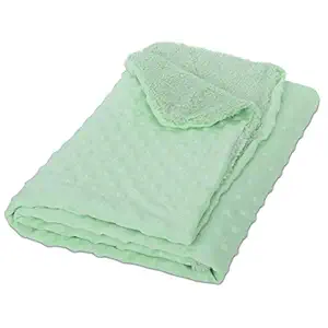 Pokory Blanket for Babies Super Soft Micro Cotton Plain Green 202 Reversible A/C Blanket|Winter for Kids Children Gift Item Single Bed|Age from 1 to 6 Years (50inches x 38 Inches)