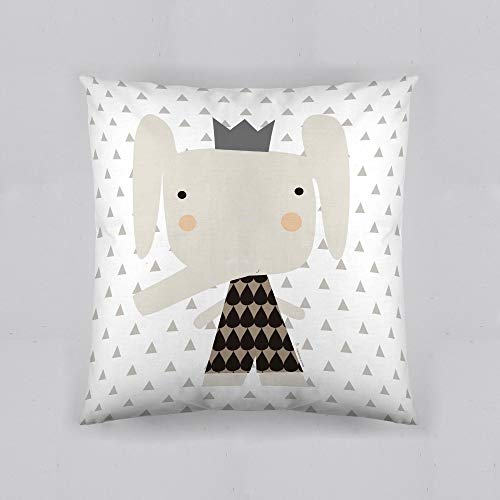 HACIENDO EL INDIO Elefante Funda de cojín, Algodón, Blanco, Gris