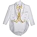 Dressy Daisy Baby Boys' Jacquard Waistcoat 5 Pieces Formal Tuxedo Suit With Tail Baptism Christening Outfit Size 2-3 Years White Gold