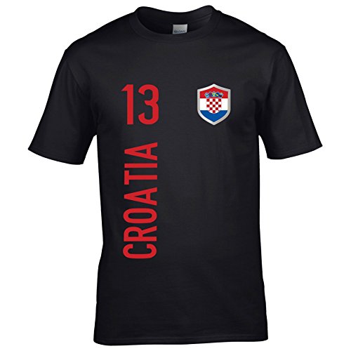 FanShirts4u Kinder Fanshirt Trikot Kroatien Croatia Hrvatska T-Shirt inkl. Druck Wunschname u. Wunschnummer EM WM (9/11 Jahre 134-146 cm, Schwarz/Croatia)