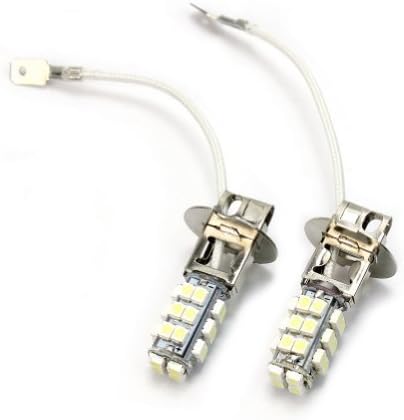 Geneirc 2pc Pure White Car H3 3528 SMD 28 LED Head Light Super Bright Headlight Bulb Lamp